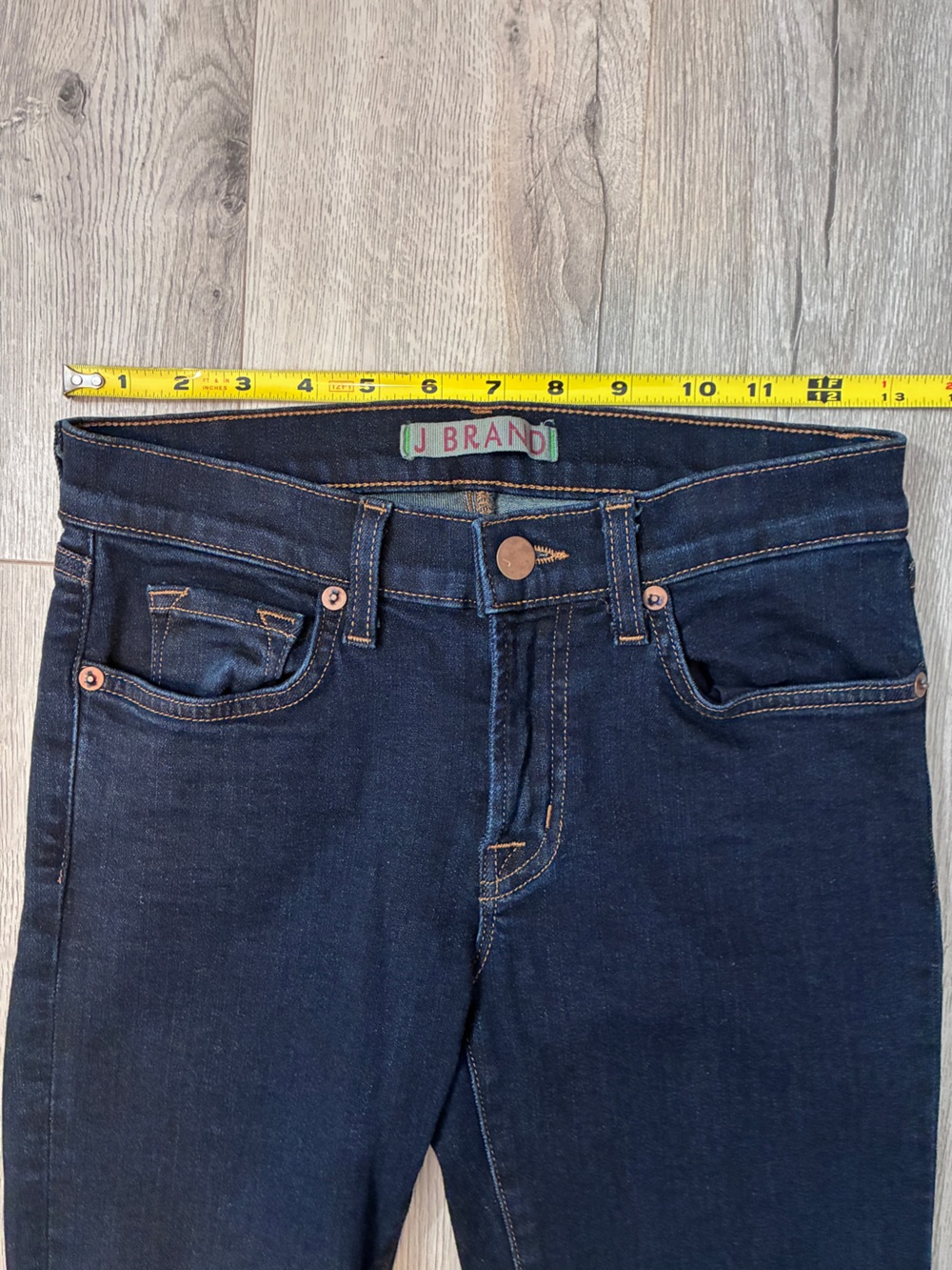 J Brand Janet Dark Indigo Flare Jeans Size 26 Raw Hem Bootcut Stretch Denim - Picture 8 of 13